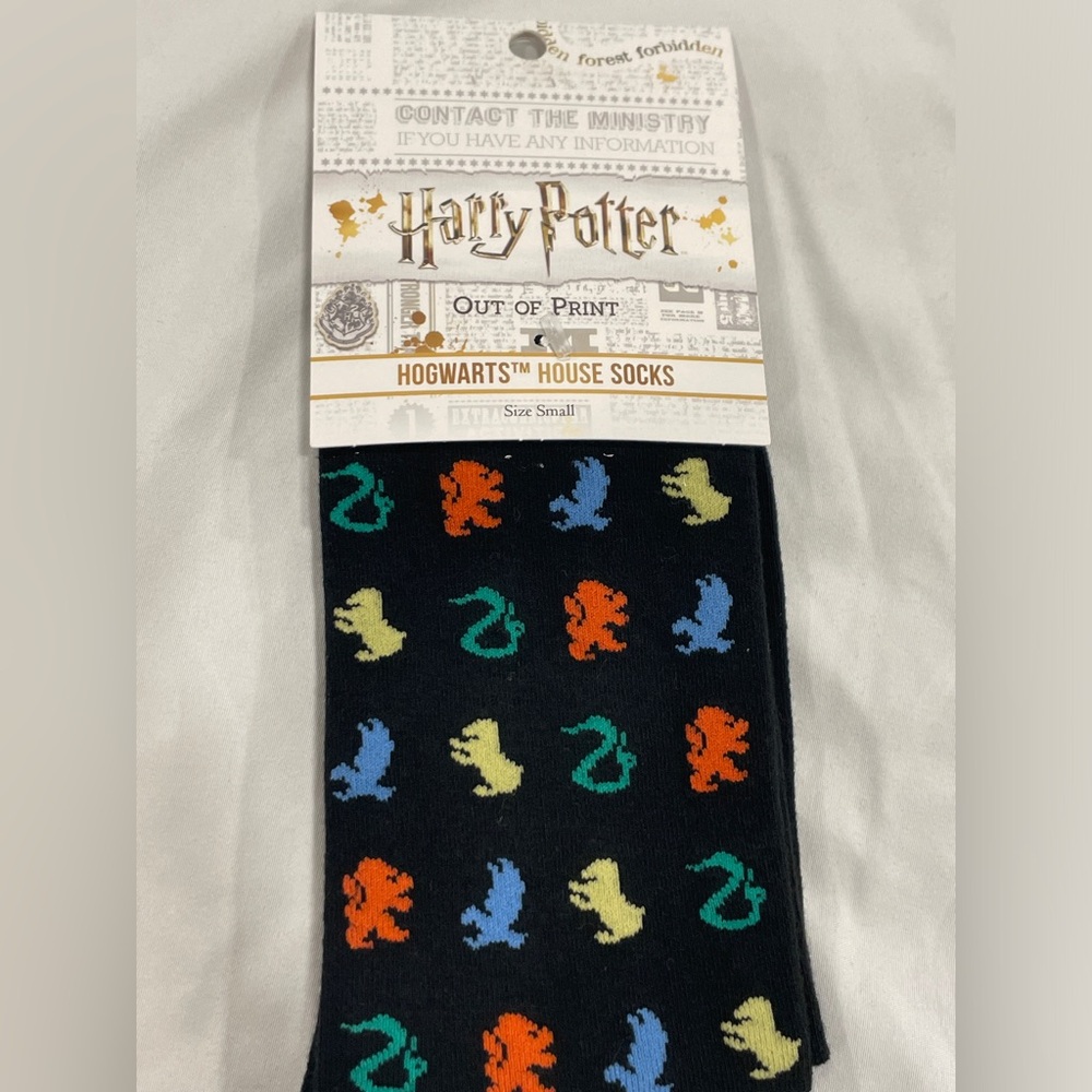 Harry Potter Hogwarts House Socks Out Of Print Size Small Unisex - Black
